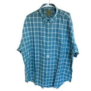 Vtg Evergreen Sportsmen's Full Fit Men's Button Up 2XL XXL Blue Check Preppy NWT
